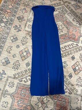 Royal Blue Strapless Wide-Leg Jumpsuit